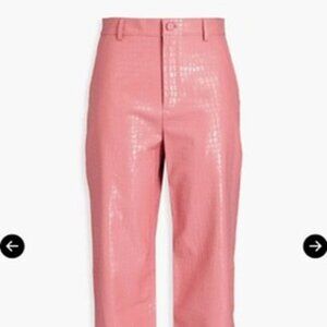 Alice + Olivia Trent Croc-Embossed Straight Leg Pants, Bubblegum